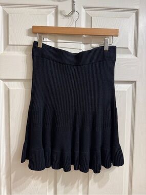 Free People Women's Black Ribbed Knit Flared Skirt
